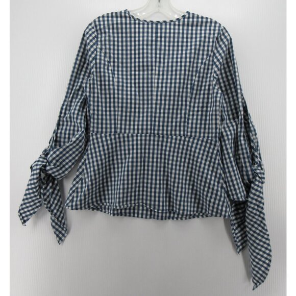 J crew Top XS Universal Standard Blouse Poplin Gingham Plaid Preppy * - Picture 6 of 11